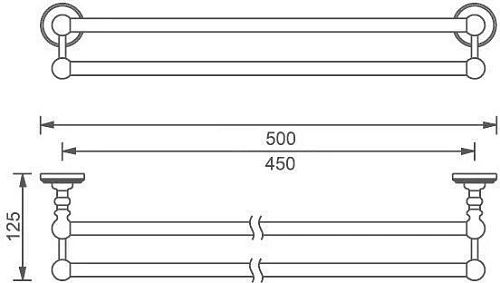 Полотенцедержатель Aquanet 4618D, золото (45 см, двухрядный) Полотенцедержатель Aquanet 4618D, золото (45 см, двухрядный)