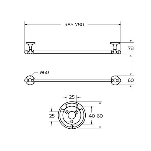 Полотенцедержатель ART&MAX ANTIC CRYSTAL AM-E-2624CLS с регулировкой длины, хром Полотенцедержатель ART&MAX ANTIC CRYSTAL AM-E-2624CLS с регулировкой длины, хром