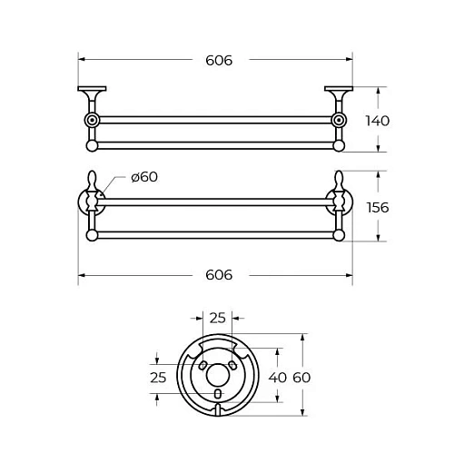 Полотенцедержатель Art&Max Bohemia (AM-E-4248-Br) бронза (двойной) 65 см Полотенцедержатель Art&Max Bohemia (AM-E-4248-Br) бронза (двойной) 65 см