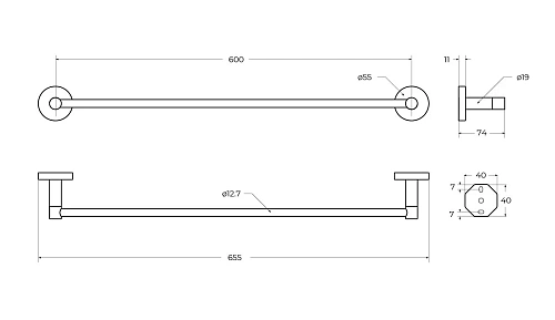 Полотенцедержатель CEZARES RELAX-TH-65-NOP черный матовый Полотенцедержатель CEZARES RELAX-TH-65-NOP черный матовый