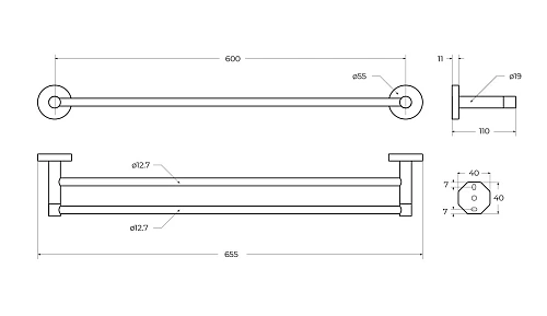 Полотенцедержатель CEZARES RELAX-THD-65-GM оружейная сталь Полотенцедержатель CEZARES RELAX-THD-65-GM оружейная сталь