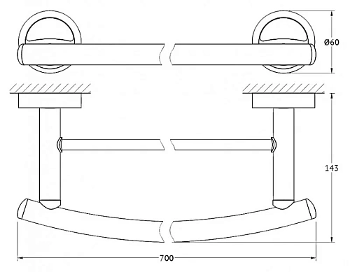 Полотенцедержатель FBS Ellea ELL 038 двойной длина 70 см Полотенцедержатель FBS Ellea ELL 038 двойной длина 70 см