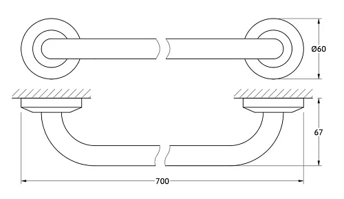 Полотенцедержатель FBS Standard STA 033 длина 70 см Полотенцедержатель FBS Standard STA 033 длина 70 см