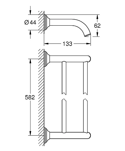 Полотенцедержатель GROHE Essentials Authentic, 582 мм, двойной, никель матовый (40654EN1) Полотенцедержатель GROHE Essentials Authentic, 582 мм, двойной, никель матовый (40654EN1)