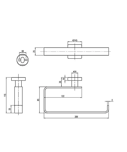 Полотенцедержатель Villeroy & Boch Elements-Striking TVA15200500061 Полотенцедержатель Villeroy & Boch Elements-Striking TVA15200500061