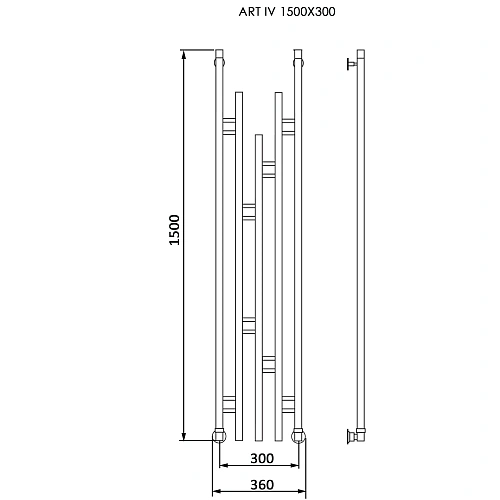 Полотенцесушитель водяной Ника Art-4 1500/300 Полотенцесушитель водяной Ника Art-4 1500/300