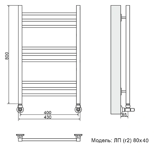 Полотенцесушитель водяной Ника CLASSIC ЛП (Г2) 80/40 RAL9016 белый матовый с вентилями (комплект люк ЛП Г2 80/40 бел мат с вентилями Полотенцесушитель водяной Ника CLASSIC ЛП (Г2) 80/40 RAL9016 белый матовый с вентилями (комплект люк ЛП Г2 80/40 бел мат с вентилями