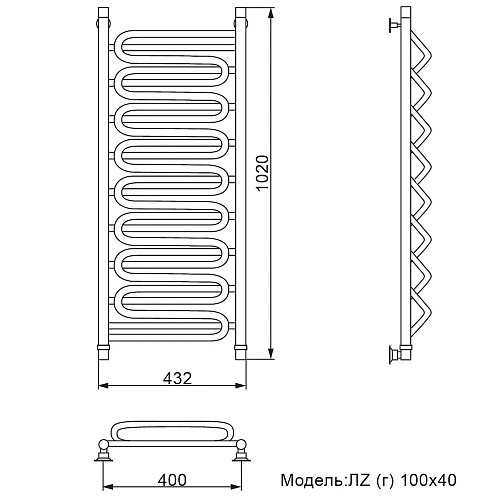 Полотенцесушитель водяной Ника CURVE ЛZ (Г) 100/40 ЛЗ Г 100/40 Полотенцесушитель водяной Ника CURVE ЛZ (Г) 100/40 ЛЗ Г 100/40