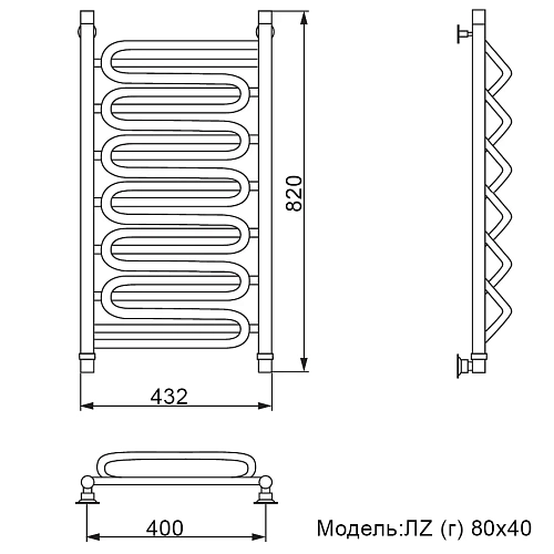 Полотенцесушитель водяной Ника CURVE ЛZ (Г) 80/40 Полотенцесушитель водяной Ника CURVE ЛZ (Г) 80/40