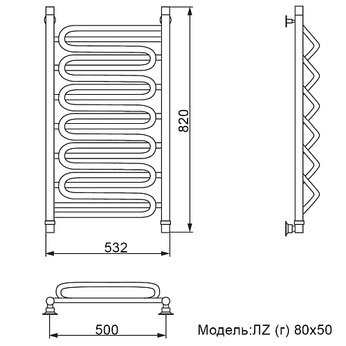 Полотенцесушитель водяной Ника CURVE ЛZ (Г) 80/50 Полотенцесушитель водяной Ника CURVE ЛZ (Г) 80/50