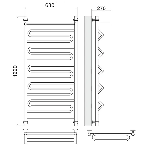 Полотенцесушитель водяной Ника CURVE ЛZ ВП 120/60 ЛЗ ВП 120/60 Полотенцесушитель водяной Ника CURVE ЛZ ВП 120/60 ЛЗ ВП 120/60