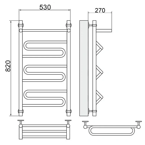 Полотенцесушитель водяной Ника CURVE ЛZ ВП 80/50 Полотенцесушитель водяной Ника CURVE ЛZ ВП 80/50