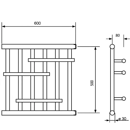 Полотенцесушитель водяной Ника ECON ПМ-6 50/60 без полки ПМ 6 50/60 Полотенцесушитель водяной Ника ECON ПМ-6 50/60 без полки ПМ 6 50/60