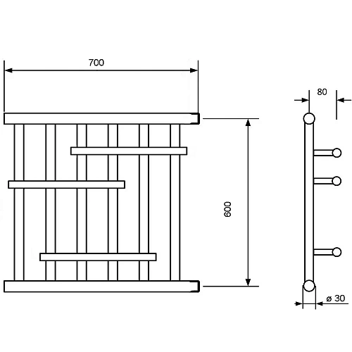 Полотенцесушитель водяной Ника ECON ПМ-6 60/70 без полки Полотенцесушитель водяной Ника ECON ПМ-6 60/70 без полки