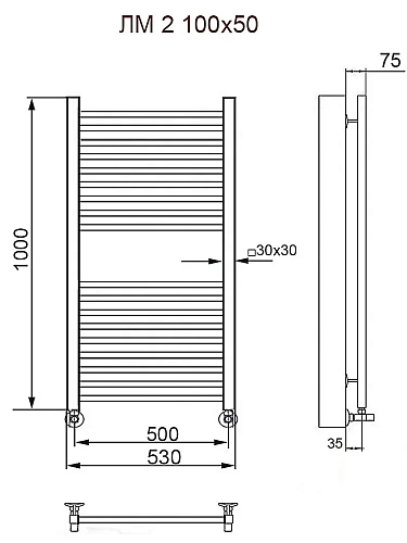 Полотенцесушитель водяной Ника MODERN ЛМ-2 100/50 с вентилями (комплект люкс) ЛМ 2 100/50 с вентилями Полотенцесушитель водяной Ника MODERN ЛМ-2 100/50 с вентилями (комплект люкс) ЛМ 2 100/50 с вентилями