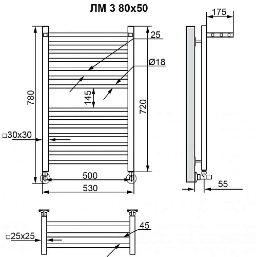 Полотенцесушитель водяной Ника MODERN ЛМ-3 80/50 RAL9016 белый матовый с вентилями (комплект люкс) Полотенцесушитель водяной Ника MODERN ЛМ-3 80/50 RAL9016 белый матовый с вентилями (комплект люкс)