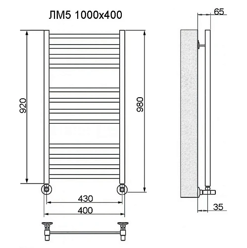 Полотенцесушитель водяной Ника MODERN ЛМ-5 100/40 с вентилями (комплект люкс) ЛМ 5 100/40 с вентилями Полотенцесушитель водяной Ника MODERN ЛМ-5 100/40 с вентилями (комплект люкс) ЛМ 5 100/40 с вентилями