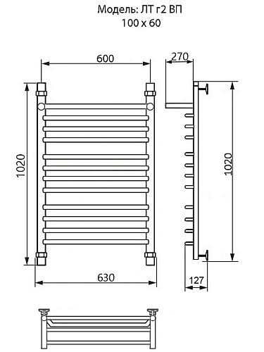 Полотенцесушитель водяной Ника TRAPEZIUM ЛТ (Г2) ВП 100/60 Полотенцесушитель водяной Ника TRAPEZIUM ЛТ (Г2) ВП 100/60