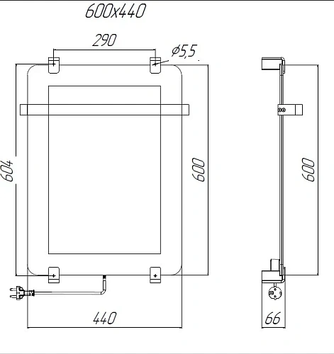 Полотенцесушитель электрический Allen Brau Infinity 60x44 с рейлингом и креплением 00288916 Полотенцесушитель электрический Allen Brau Infinity 60x44 с рейлингом и креплением 00288916