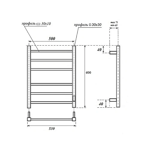 Полотенцесушитель электрический BONNA Tephida 600x500 BNP-EV81/10Q31F-dt6050W белый Полотенцесушитель электрический BONNA Tephida 600x500 BNP-EV81/10Q31F-dt6050W белый