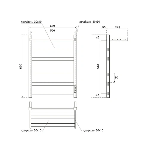 Полотенцесушитель электрический BONNA Tephida 600x500 BNP-EV81/10Q31PF-dt6050B черный Полотенцесушитель электрический BONNA Tephida 600x500 BNP-EV81/10Q31PF-dt6050B черный