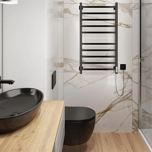 Полотенцесушитель электрический Ника STEP-1 100/50 RAL9005 черный матовый правый тэн STEP-1 100/50 черн мат прав Полотенцесушитель электрический Ника STEP-1 100/50 RAL9005 черный матовый правый тэн STEP-1 100/50 черн мат прав