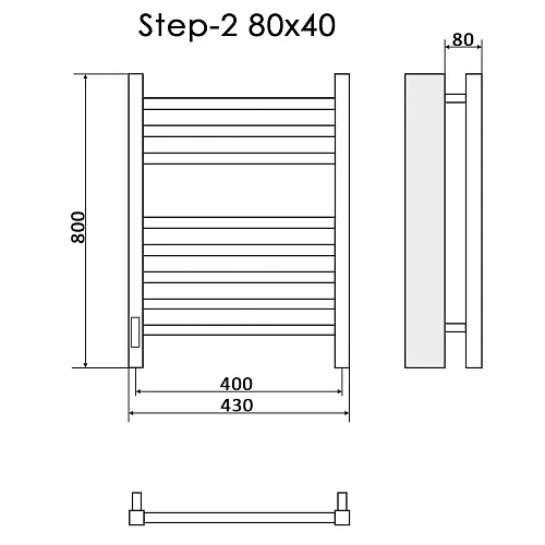 Полотенцесушитель электрический Ника STEP-2 80/40 левый тэн Полотенцесушитель электрический Ника STEP-2 80/40 левый тэн