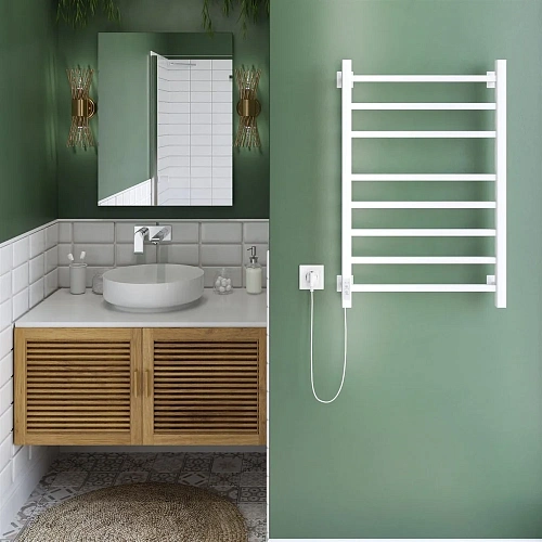 Полотенцесушитель электрический Ника STEP-2 80/50 RAL9016 белый матовый левый тэн STEP-2 80/50 бел мат лев Полотенцесушитель электрический Ника STEP-2 80/50 RAL9016 белый матовый левый тэн STEP-2 80/50 бел мат лев