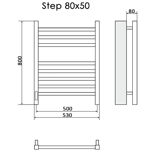 Полотенцесушитель электрический Ника STEP-2 80/50 левый тэн Полотенцесушитель электрический Ника STEP-2 80/50 левый тэн