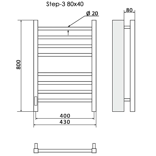 Полотенцесушитель электрический Ника STEP-3 80/40 левый тэн Полотенцесушитель электрический Ника STEP-3 80/40 левый тэн