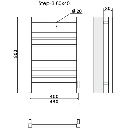 Полотенцесушитель электрический Ника STEP-3 80/40 правый тэн Полотенцесушитель электрический Ника STEP-3 80/40 правый тэн