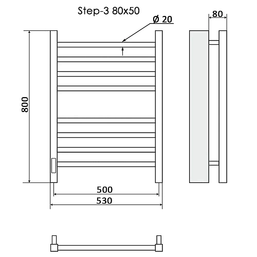 Полотенцесушитель электрический Ника STEP-3 80/50 левый тэн Полотенцесушитель электрический Ника STEP-3 80/50 левый тэн
