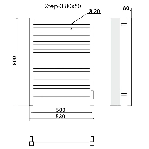 Полотенцесушитель электрический Ника STEP-3 80/50 правый тэн Полотенцесушитель электрический Ника STEP-3 80/50 правый тэн
