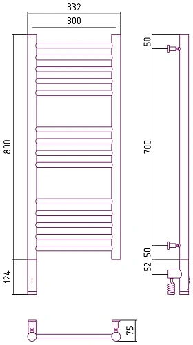 Полотенцесушитель электрический Сунержа Богема 3.0 прямая 800х300 МЭМ левый 032-5804-8030 Матовое зо Полотенцесушитель электрический Сунержа Богема 3.0 прямая 800х300 МЭМ левый 032-5804-8030 Матовое зо