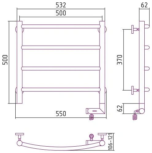 Полотенцесушитель электрический Сунержа Галант 2.0 500х500 МЭМ правый 30-5201-5050 Матовый белый Полотенцесушитель электрический Сунержа Галант 2.0 500х500 МЭМ правый 30-5201-5050 Матовый белый