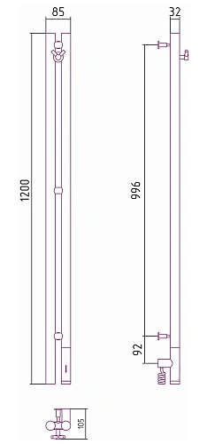 Полотенцесушитель электрический Сунержа Нюанс 3.0 1200 правый 31-5843-1253 Матовый черный Полотенцесушитель электрический Сунержа Нюанс 3.0 1200 правый 31-5843-1253 Матовый черный