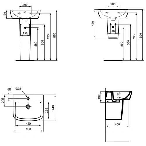 Пьедестал Ideal Standard TEMPO T422901 Пьедестал Ideal Standard TEMPO T422901
