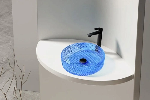 Раковина ABBER Glas AK2301DB стеклянная, накладная, синяя Раковина ABBER Glas AK2301DB стеклянная, накладная, синяя