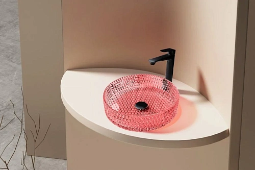 Раковина ABBER Glas AK2301OR стеклянная, накладная, красная Раковина ABBER Glas AK2301OR стеклянная, накладная, красная