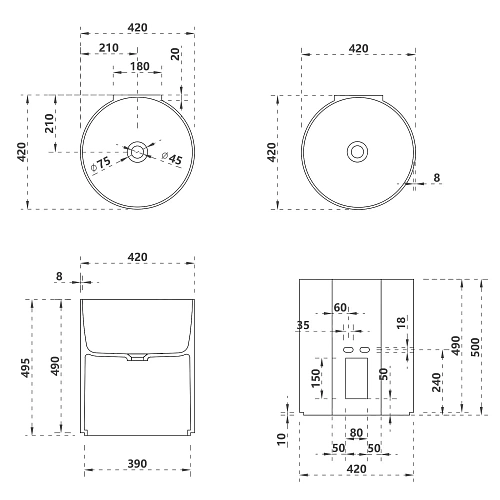 Раковина ABBER Kristall AT2704Emerald подвесная, прозрачная, зеленая Раковина ABBER Kristall AT2704Emerald подвесная, прозрачная, зеленая