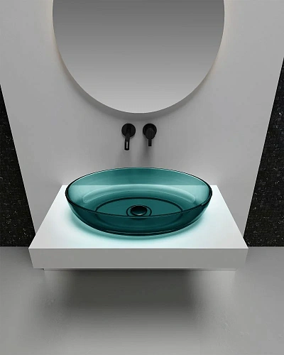 Раковина ABBER Kristall AT2801Aquamarin прозрачная, накладная, бирюзовая Раковина ABBER Kristall AT2801Aquamarin прозрачная, накладная, бирюзовая