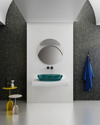 Раковина ABBER Kristall AT2801Aquamarin прозрачная, накладная, бирюзовая Раковина ABBER Kristall AT2801Aquamarin прозрачная, накладная, бирюзовая