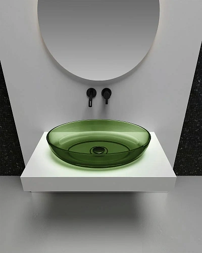 Раковина ABBER Kristall AT2801Emerald прозрачная, накладная, зеленая Раковина ABBER Kristall AT2801Emerald прозрачная, накладная, зеленая