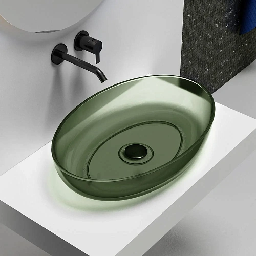 Раковина ABBER Kristall AT2801Vesuvian прозрачная, накладная, оливковая Раковина ABBER Kristall AT2801Vesuvian прозрачная, накладная, оливковая