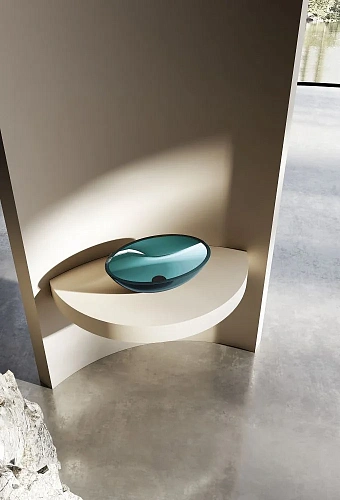 Раковина ABBER Kristall AT2802Aquamarin прозрачная, накладная, бирюзовая Раковина ABBER Kristall AT2802Aquamarin прозрачная, накладная, бирюзовая