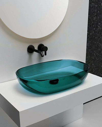 Раковина ABBER Kristall AT2805Aquamarin прозрачная, накладная, бирюзовая Раковина ABBER Kristall AT2805Aquamarin прозрачная, накладная, бирюзовая