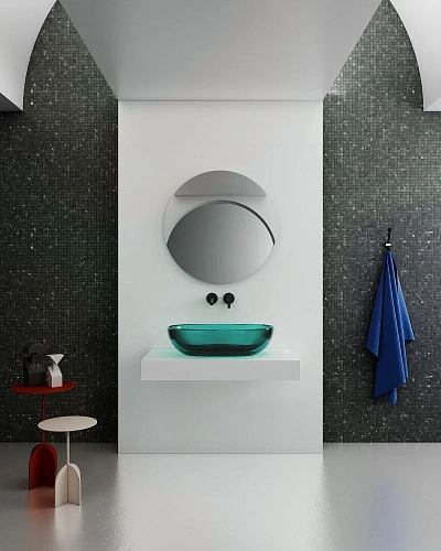 Раковина ABBER Kristall AT2805Aquamarin прозрачная, накладная, бирюзовая Раковина ABBER Kristall AT2805Aquamarin прозрачная, накладная, бирюзовая