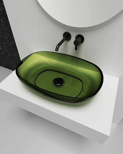 Раковина ABBER Kristall AT2805Emerald прозрачная, накладная, зеленая Раковина ABBER Kristall AT2805Emerald прозрачная, накладная, зеленая