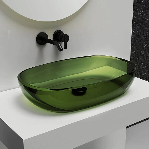 Раковина ABBER Kristall AT2805Emerald прозрачная, накладная, зеленая Раковина ABBER Kristall AT2805Emerald прозрачная, накладная, зеленая