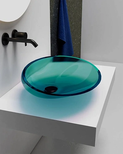 Раковина ABBER Kristall AT2812Aquamarin прозрачная, накладная, бирюзовая Раковина ABBER Kristall AT2812Aquamarin прозрачная, накладная, бирюзовая